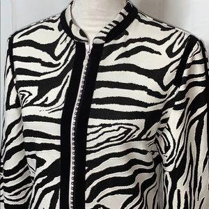 Joseph Ribkoff Zebra Print Cropped Jacket Size 12